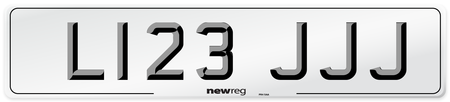 L123 JJJ Number Plate from New Reg